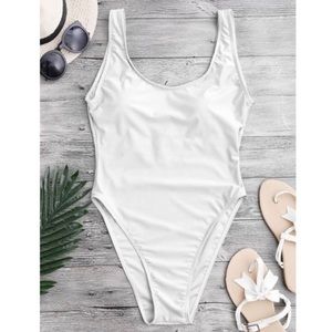 White Low back Swimsuit (One-piece)